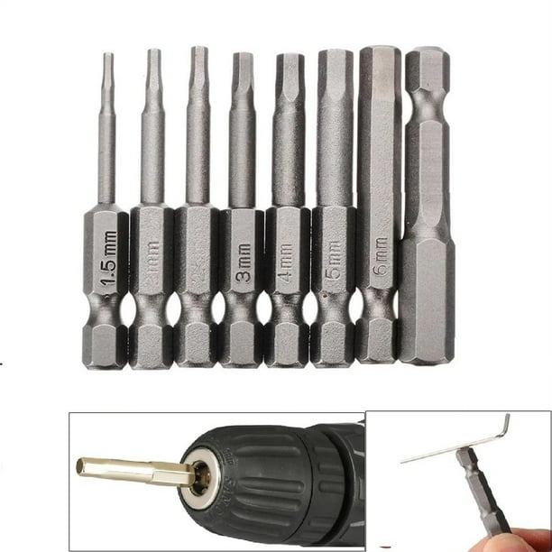 8PCs Hex Head Allen Wrench Drill Bit Set Screwdriver Metric & SAE Steel 1/4" 8PCs Hex Head Allen Wrench Drill Bit Set Screwdriver Metric & SAE Steel 1/4"
